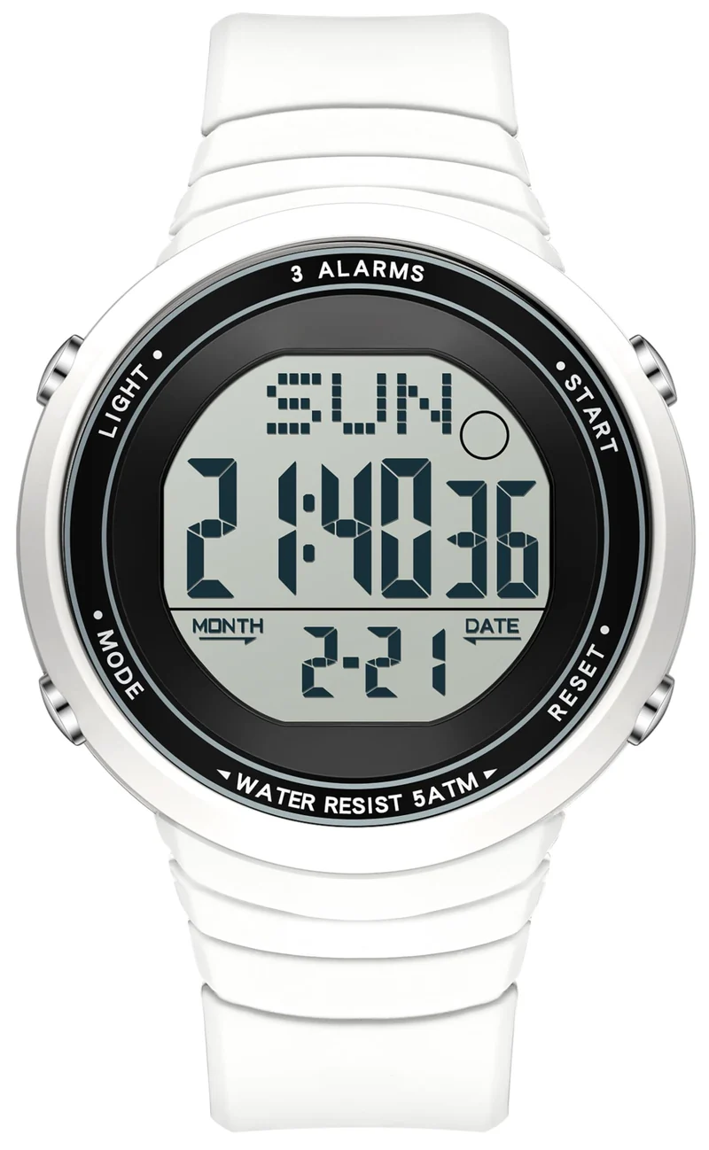 Findtime Digital Watch Waterproof Big Numbers 3-Alarms Stopwatch Sports Running Watches for Women Men Minimalist Electronic Wristwatch Easy Read Watch