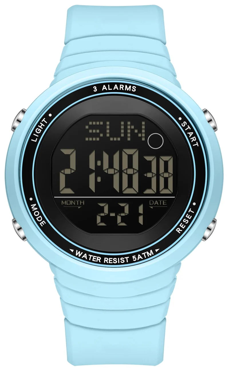 Findtime Digital Watch Waterproof Big Numbers 3-Alarms Stopwatch Sports Running Watches for Women Men Minimalist Electronic Wristwatch Easy Read Watch