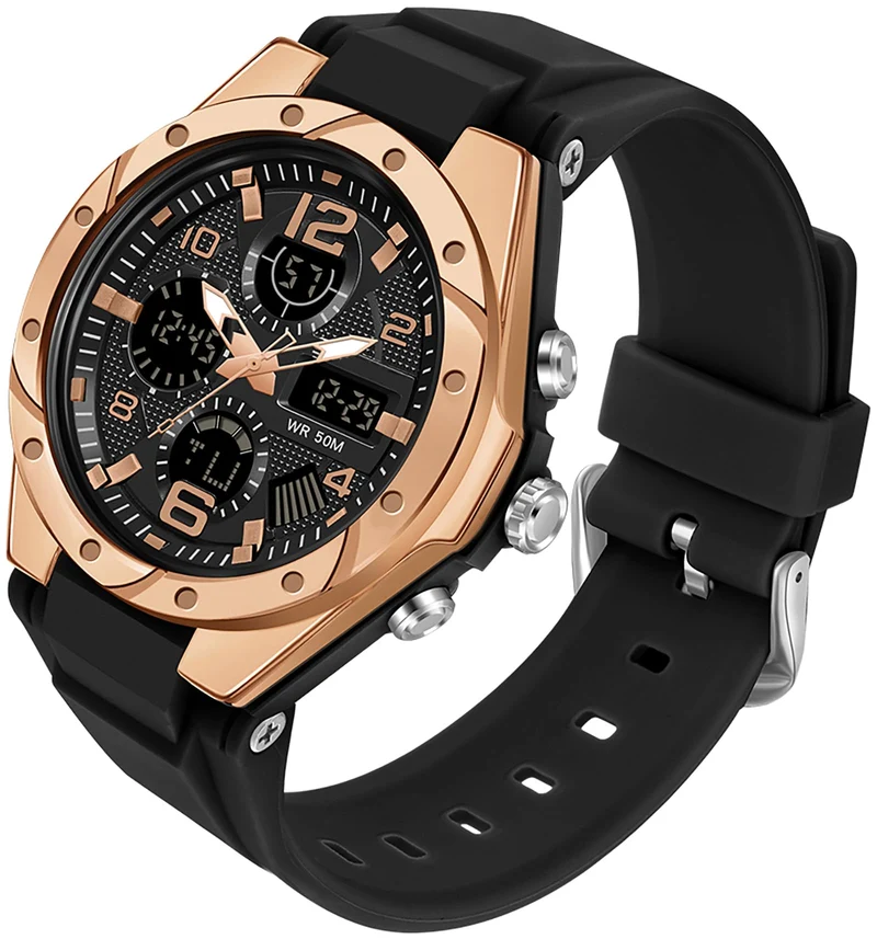 Findtime Watches for Women Digital and Analog Sports Military Outdoor Waterproof Watch for Ladies with Stopwatch Alarm Dual Time Display White
