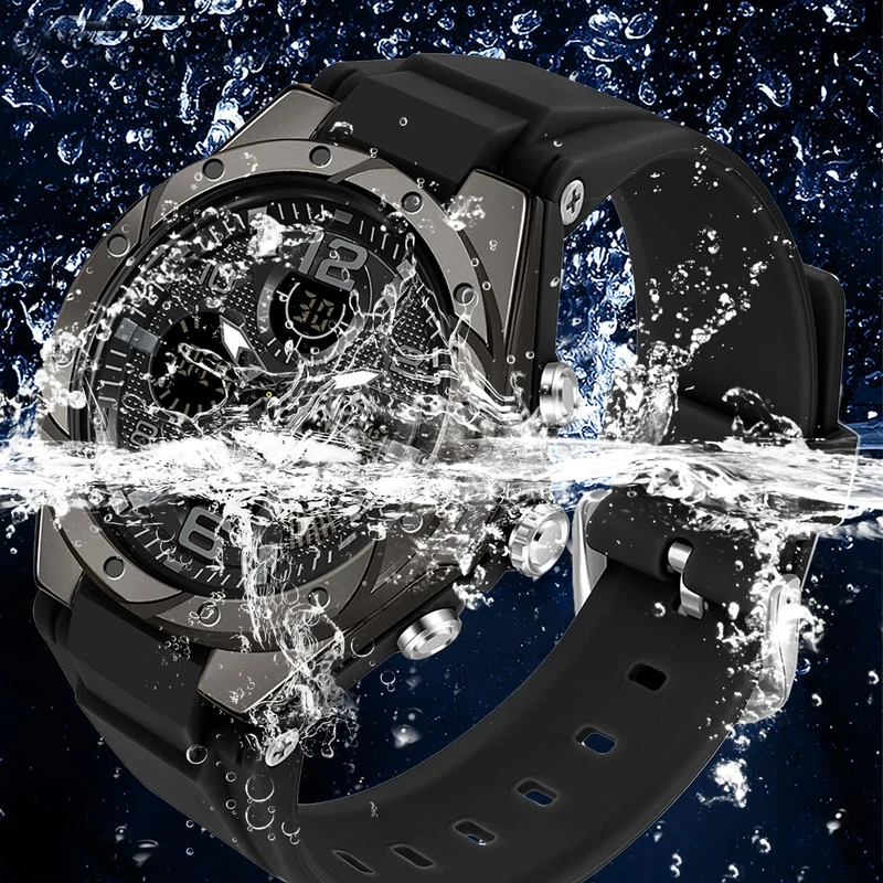 Findtime Watches for Women Digital and Analog Sports Military Outdoor Waterproof Watch for Ladies with Stopwatch Alarm Dual Time Display White