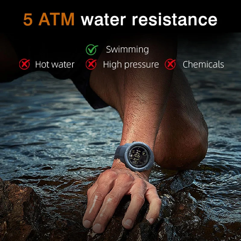 Smart Watches for Men Pedometer Step Counter Digital Military Watch Fitness Tracker for Women Heart Rate Monitor Sleep Tracker Running Outdoor Sport Waterproof Watches