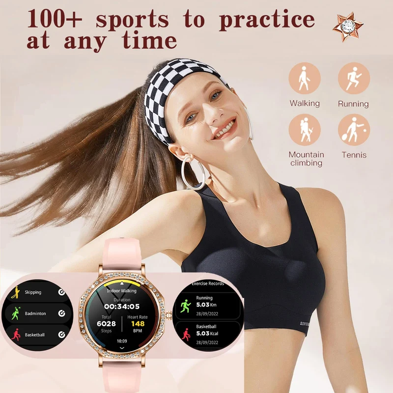 Smart Watches for Women Fitness Tracker Fitness Watch with Multiple Sport Modes Heart Rate Sleep Monitoring for Android iOS