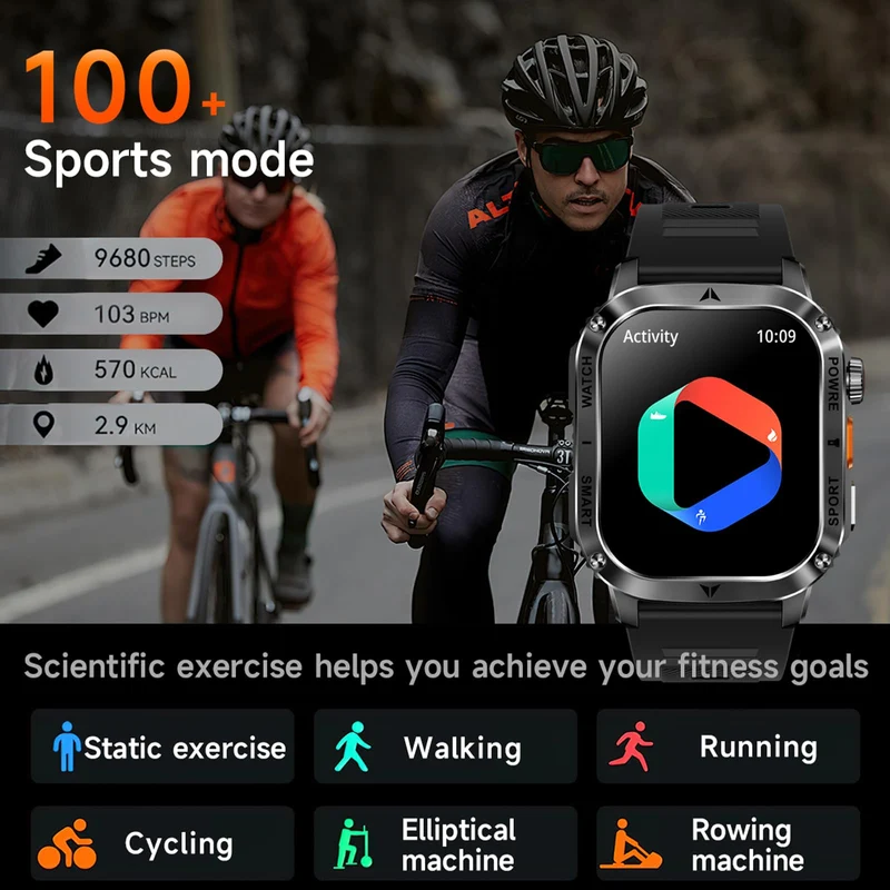 Smart Watches for Men Military Watches Health Monitor with Heart Rate Monitor Sleep Tracker Sports Watch 400mAh Big Battery for iOS Android