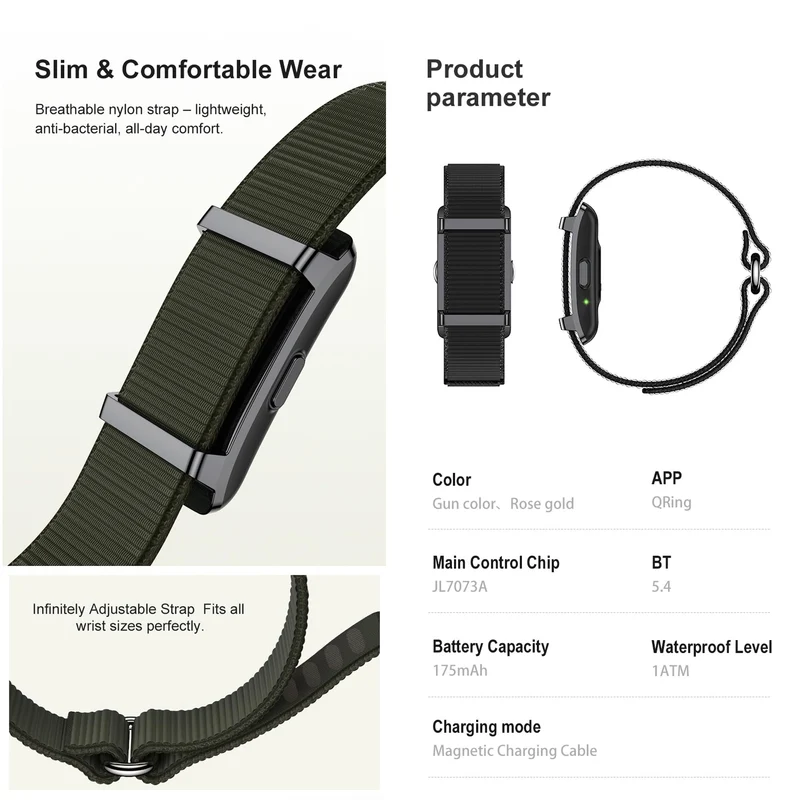 Smart Bracelet for Men Women Fitness Tracker Health Wristband Heart Rate Monitor Sleep Tracker Step Counter Pedometer Waterproof Wearable Activity Tracker, Free App