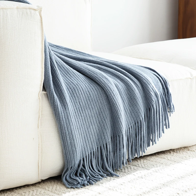 Strukturierter gerippter Strickwurfdecke