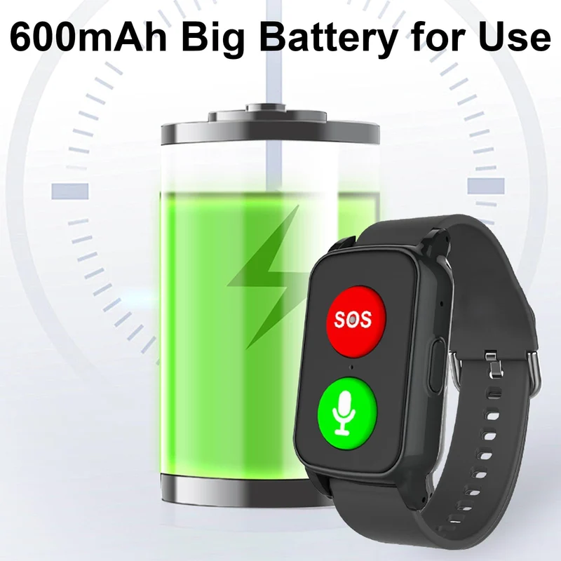 Fall Detection Smart Watch for Seniors Fall Alert Watch with GPS Track SOS Heart Rate Monitor Long Lasting Battery for Android iOS Red