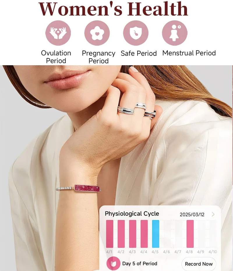Fitness Tracker Dressy Diamond Smart Bracelet for Women Ladies Health Wristband Heart Rate Monitor Sleep Tracker Step Counter Pedometer Waterproof Fashion Activity Tracker