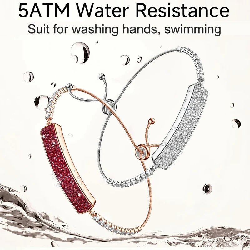 Fitness Tracker Dressy Diamond Smart Bracelet for Women Ladies Health Wristband Heart Rate Monitor Sleep Tracker Step Counter Pedometer Waterproof Fashion Activity Tracker