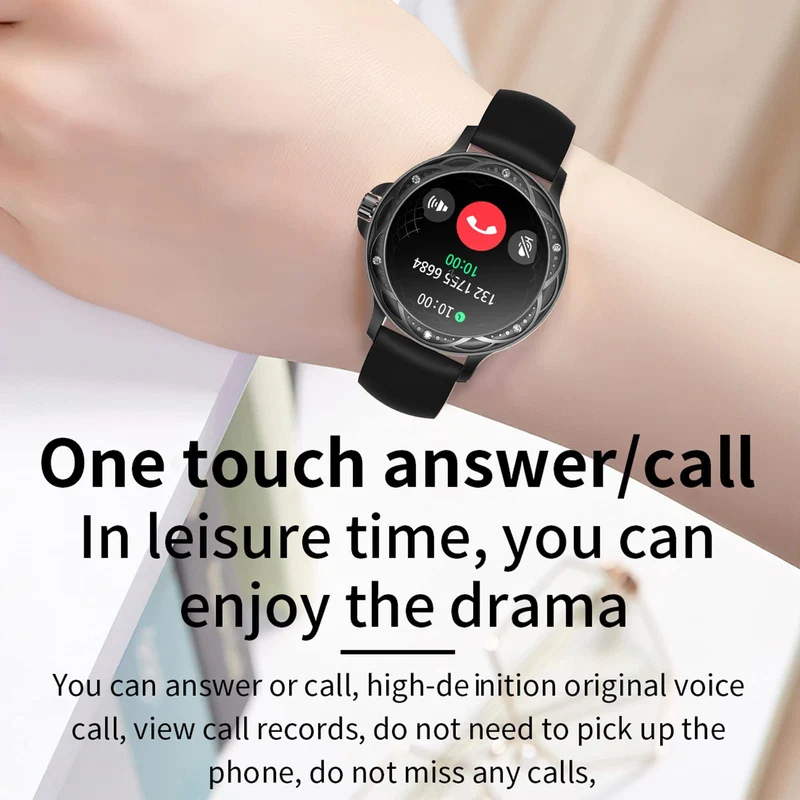 Fitness Tracker, Pink Diamonds Smart Watches for Women (Answer/Make Calls) with Full Touch Color Screen, Elegant Designer Activity Smartwatch