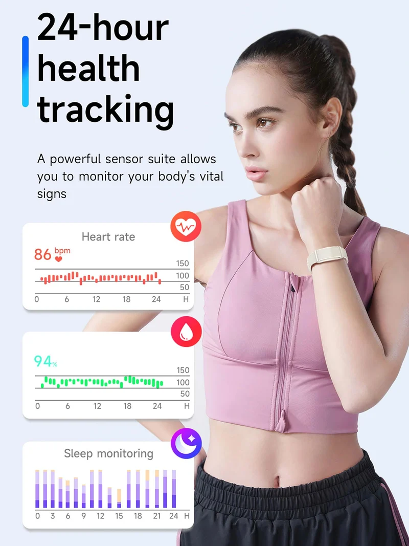 Smart Bracelet for Men Women Wearable Fitness Smart Wristband Heart Rate/Sleep Tracker/Pedometer/Call Reminder Multiple Sport Modes IP68 Waterproof Activity Tracker with 2 PCS Bands