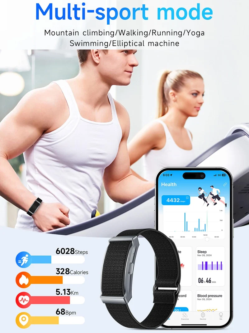 Smart Bracelet for Men Women Wearable Fitness Smart Wristband Heart Rate/Sleep Tracker/Pedometer/Call Reminder Multiple Sport Modes IP68 Waterproof Activity Tracker with 2 PCS Bands