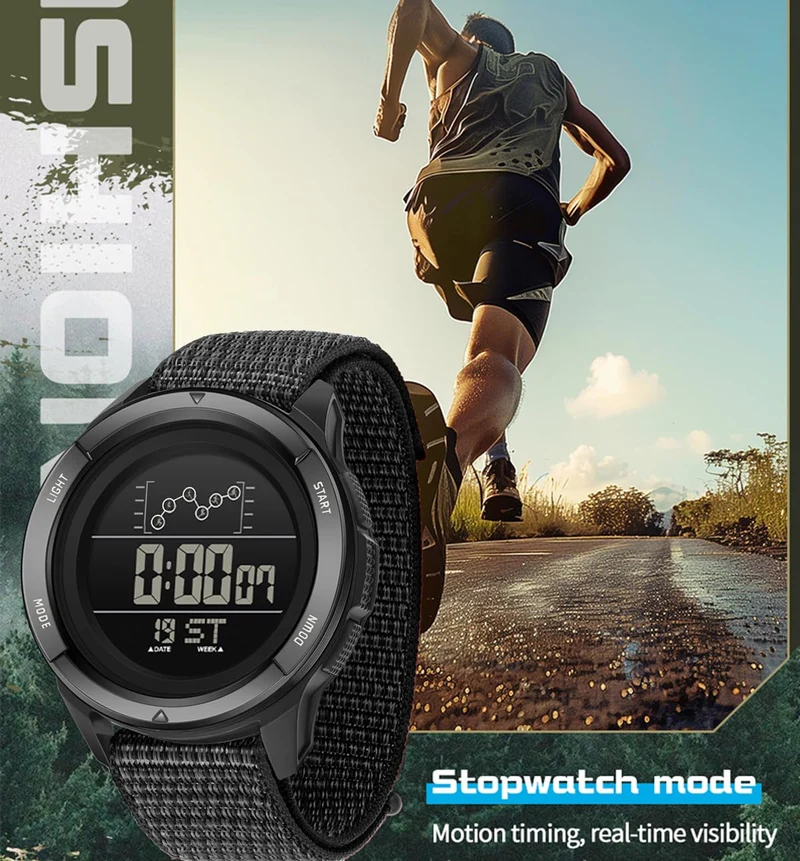 Findtime Military Watches for Men Tactical Digital Sport Watch Waterproof Army Outdoor Nylon Strap Electronic Mens Watch LED Luminous Alarm Stopwatch