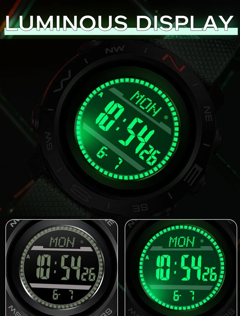 Findtime Men's Military Watches for Men Tactical ABC Digital Watch Outdoor Sports Altimeter Barometer Compass Thermometer Fitness Tracker Watch Step Counter Dual Time Stopwatch Countdown Waterproof Wristwatch