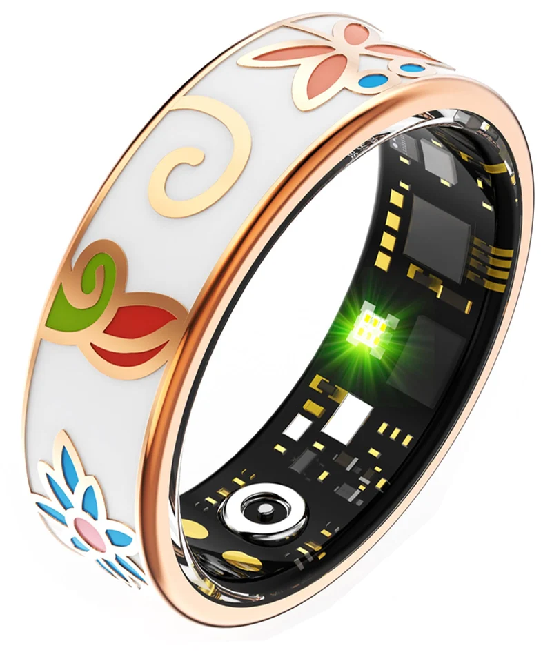 Ladies Smart Ring for Women Health Ring Blood Pressure Heart Rate Monitor Sleep Tracker Fitness Tracker Calories Step Counter Pedometer Gesture Control Waterproof Compatible with iOS Android Phones