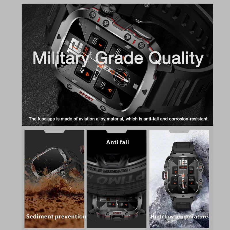 Smart Watch for Men (Answer/Make Calls), Rugged Smartwatch with Blood Pressure/Heart Rate/Sleep Monitor, Waterproof Step Tracker, 1.96" HD Screen for Android/iOS Phones