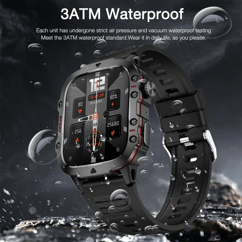 Smart Watch for Men (Answer/Make Calls), Rugged Smartwatch with Blood Pressure/Heart Rate/Sleep Monitor, Waterproof Step Tracker, 1.96" HD Screen for Android/iOS Phones
