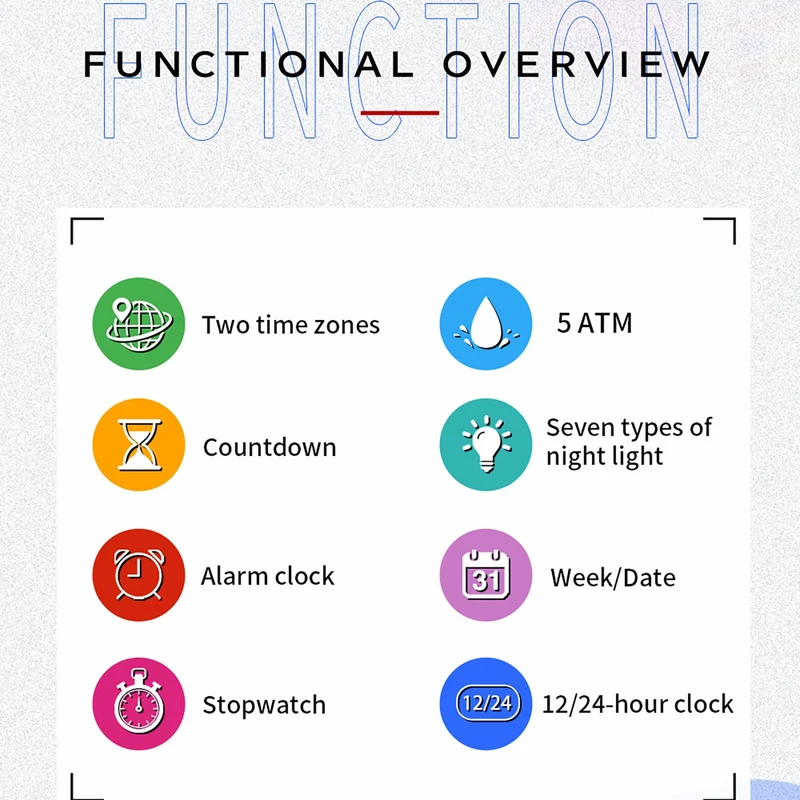 Findtime Watches for Women Digital LED Back Light Watch Women with Dual Time Zone Display Countdown Alarm Stopwatch Ultra-Thin Colorful Wristwatch
