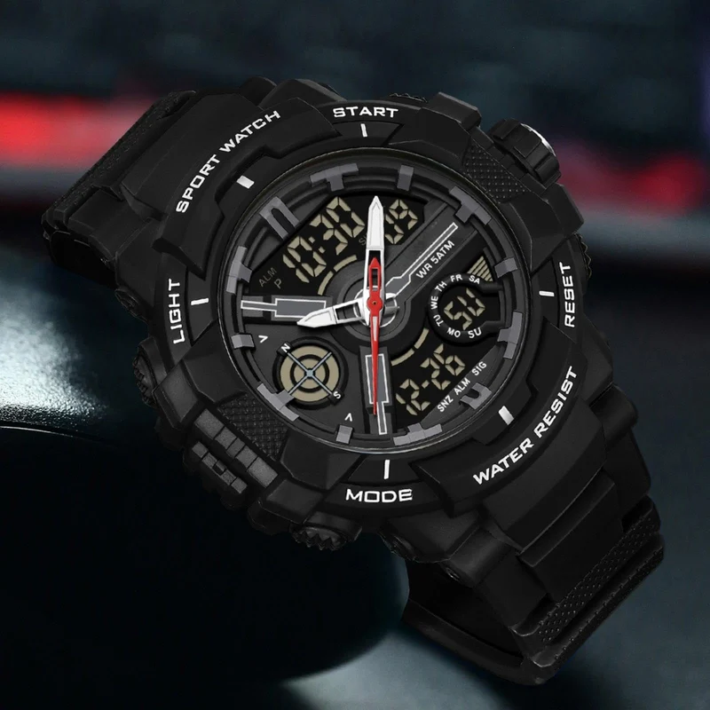 Findtime Men's Colorful Watches Sports Outdoor Waterproof Big Face Watch for Men with LED Alarm Date Dual Dial Time Stopwatch