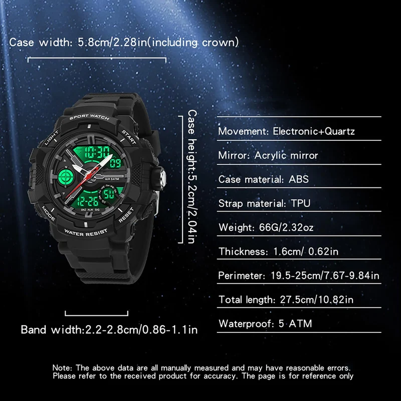 Findtime Men's Colorful Watches Sports Outdoor Waterproof Big Face Watch for Men with LED Alarm Date Dual Dial Time Stopwatch
