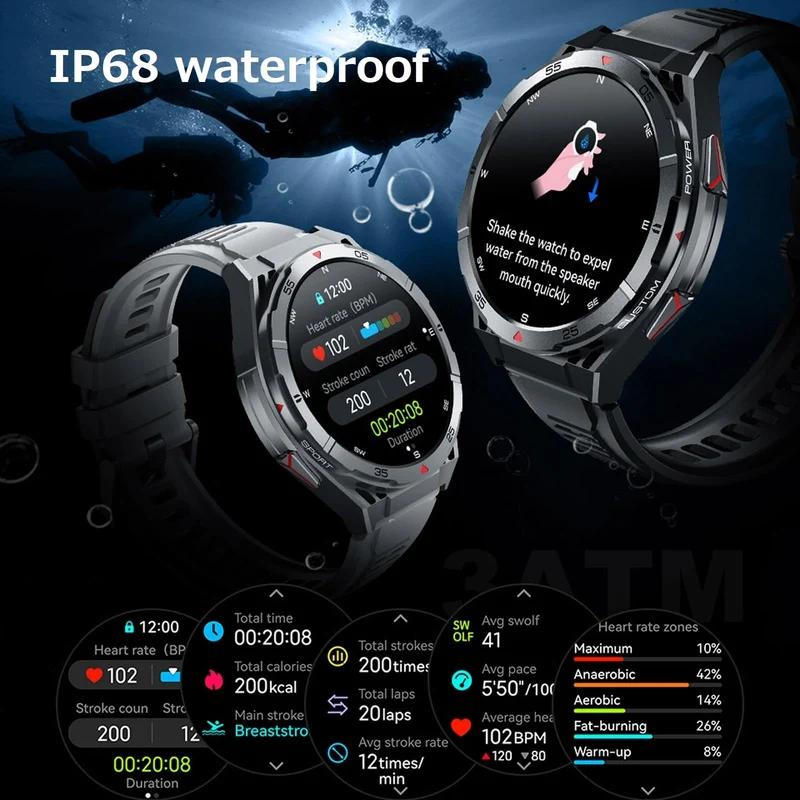 Men's Smart Watches for Men Blood Pressure Monitor Heart Rate Sleep Monitor Make/Answer Call Reminder Compass Barometer Altimeter ABC Fitness Tracker Outdoor Sports Pedometer Step Counter Waterproof