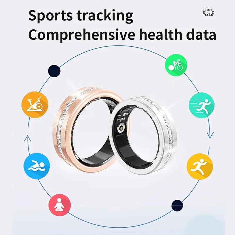 Smart Fitness Ring for Women Diamond Ring Activity Tracker Heart Rate Monitor Sleep Tracker Smart Rings Pedometer Step Counter Calorie Counter Exercise Ladies Rings for Women