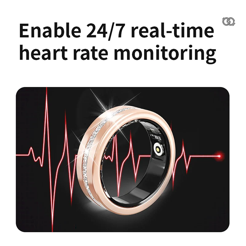 Smart Fitness Ring for Women Diamond Ring Activity Tracker Heart Rate Monitor Sleep Tracker Smart Rings Pedometer Step Counter Calorie Counter Exercise Ladies Rings for Women