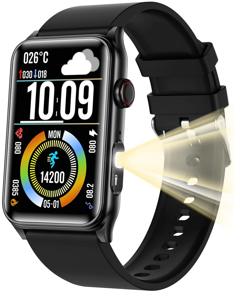 Fitness Tracker Smart Watch with LED Flashlight Bluetooth Call Sleep Monitor Step Calorie Counter Pedometer Activity Sport Watches for Women Men