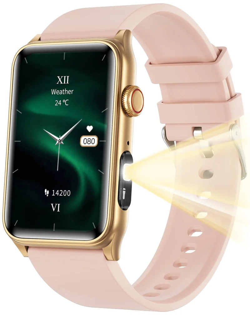 Fitness Tracker Smart Watch with LED Flashlight Bluetooth Call Sleep Monitor Step Calorie Counter Pedometer Activity Sport Watches for Women Men