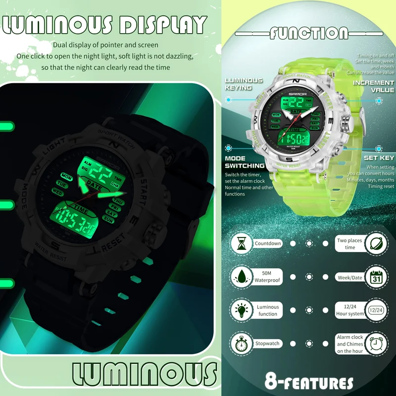 Findtime Womens Digital Watch Sports Waterproof Military Watches for Women Tactical Ladies Analog Watch Alarm Stopwatch Calendar
