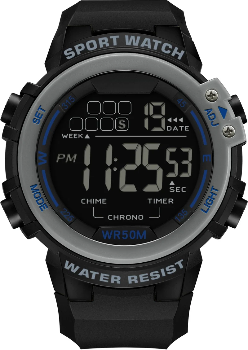 Findtime Sports Watches for Men Digital, Big Face LED Dial Easy to Read Time Wrist Watch with Countdown Timer Dual Time 5Bar Waterproof