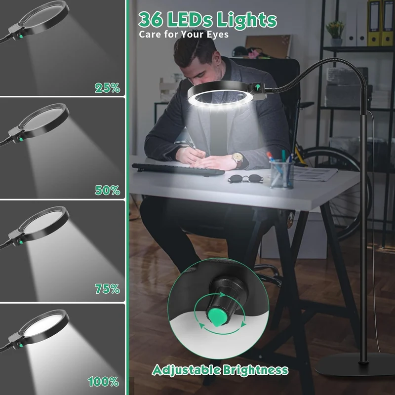Vollseitenlupe mit LED-Licht – Hands-Free Lesehilfe für Bücher, Handarbeiten & Hobbys