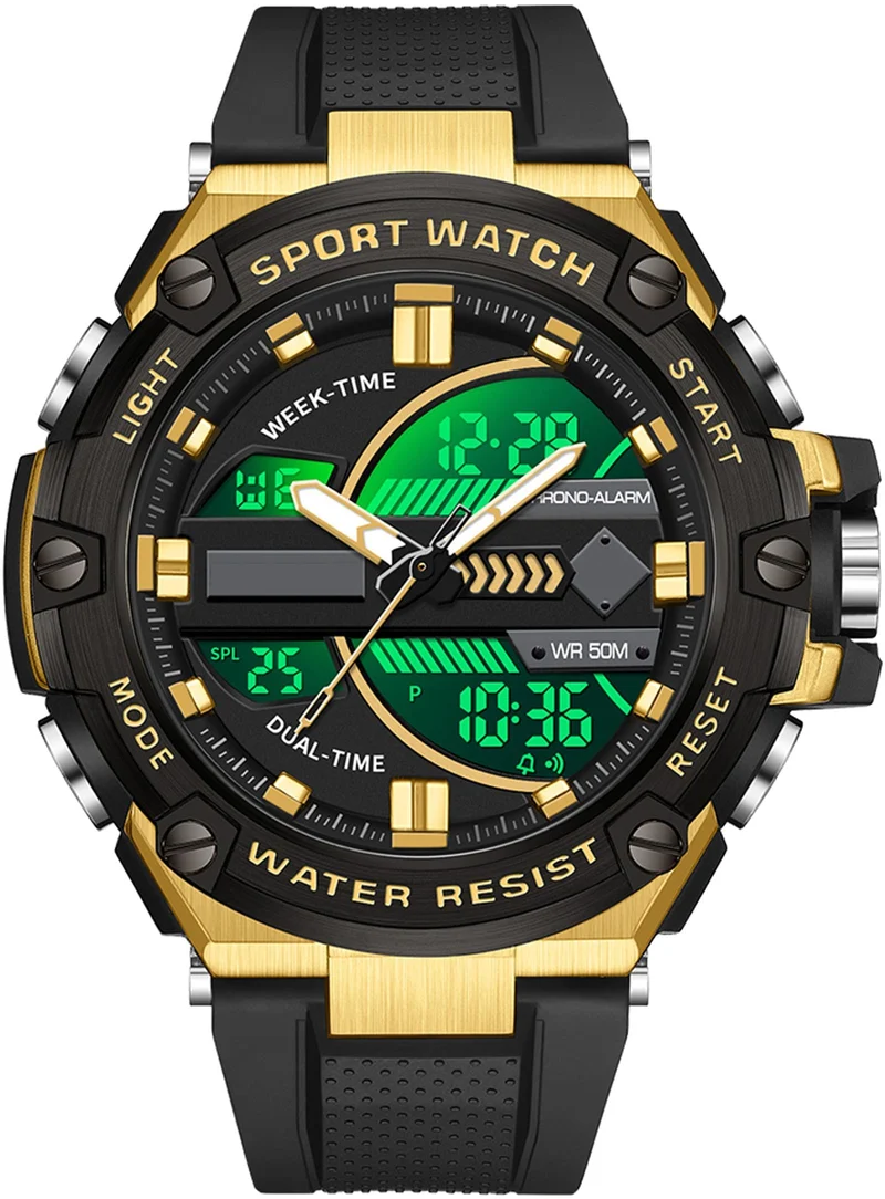 Findtime Running Mens Watches Military Tactics, 5ATM Waterproof Sports Outdoor Watch for Men Swimming Analog Digital Led Large Face Dual Dial Time Display Electronic Wristwatch White