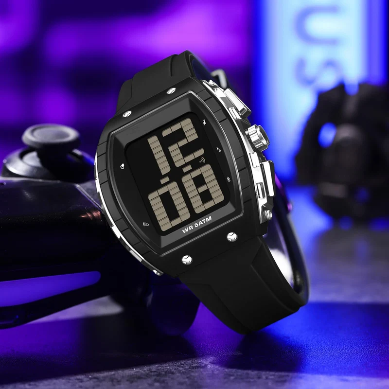 Findtime Digital Watches for Elderly Men, Large Face Voice Talking White Watch with English Speaking LED Backlight Big Number Easy to Read Timer Alarm 5ATM Waterproof