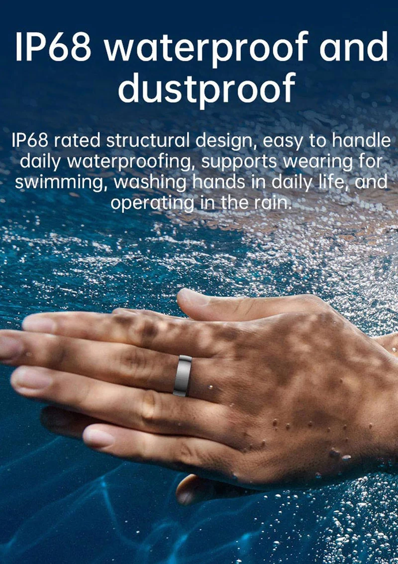 Smart Ring for Men Women Ceramics Smart Ring Blood Pressure Monitor Heart Rate Monitor Sleep Tracker Health Ring Fitness Tracker Pedometer Calories Step Counter Waterproof