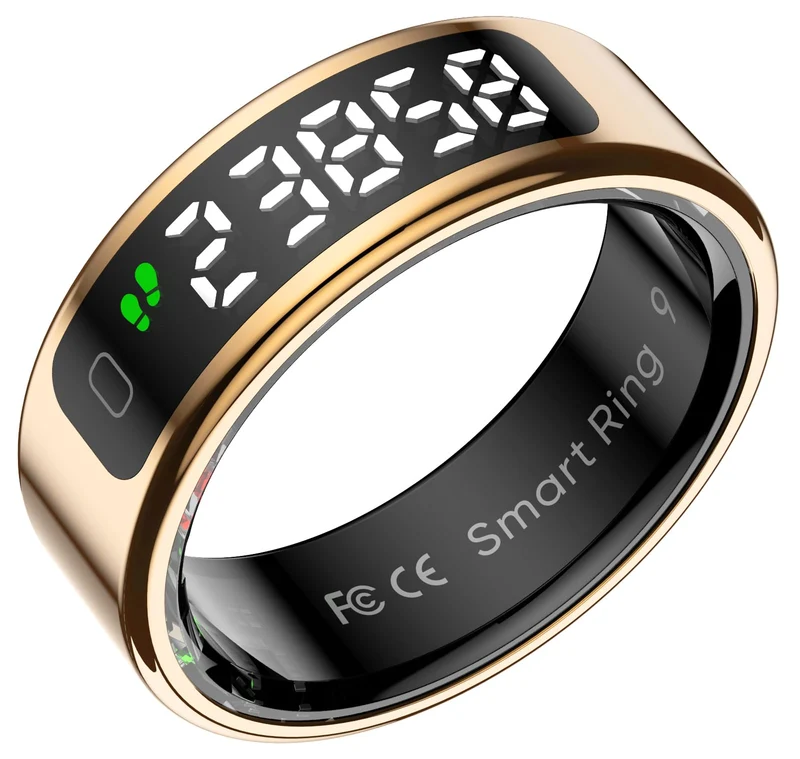 Smart Ring for Men Health Ring with Touchscreen Heart Rate Monitor Sleep Tracker Gesture Control for Scrolling Fitness Tracker Ring Pedometer IP68 Waterproof