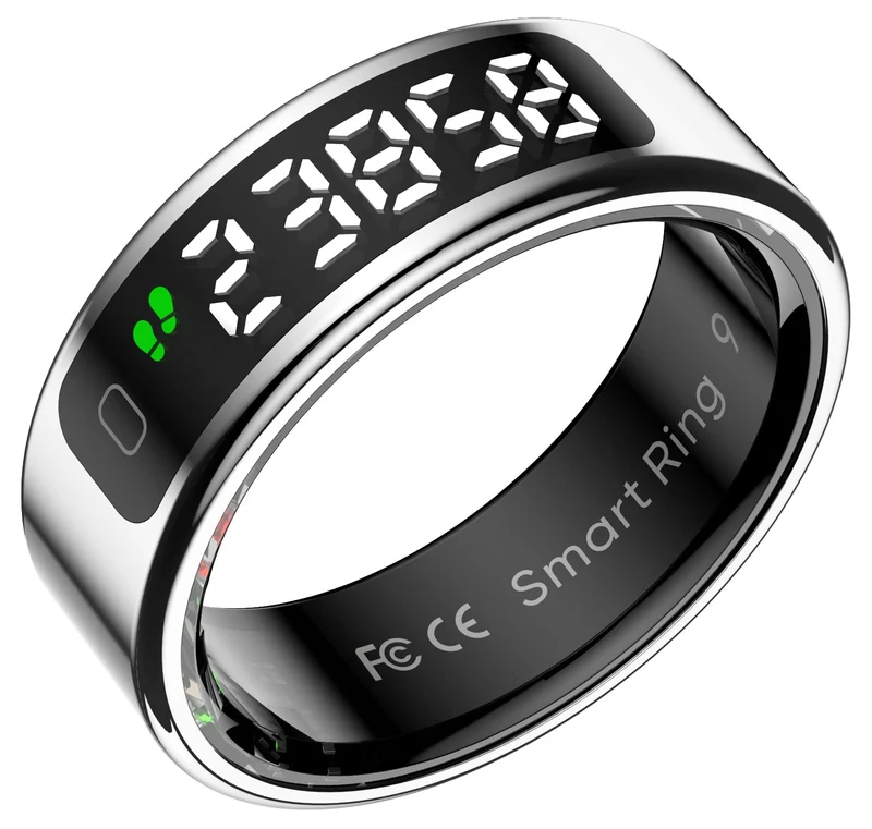 Smart Ring for Men Health Ring with Touchscreen Heart Rate Monitor Sleep Tracker Gesture Control for Scrolling Fitness Tracker Ring Pedometer IP68 Waterproof