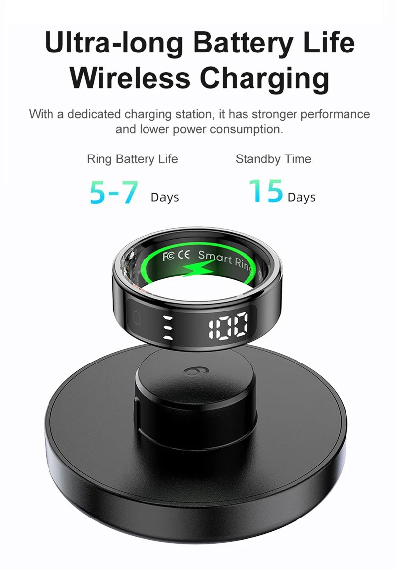 Smart Ring for Men Health Ring with Touchscreen Heart Rate Monitor Sleep Tracker Gesture Control for Scrolling Fitness Tracker Ring Pedometer IP68 Waterproof
