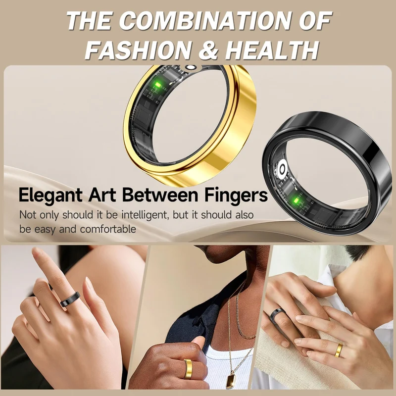 Smart Rings Ultra Thin Health Ring Heart Rate Sleep Rings Remote Control Scrolling Ring Scroller Step Counter Waterproof Smart Rings