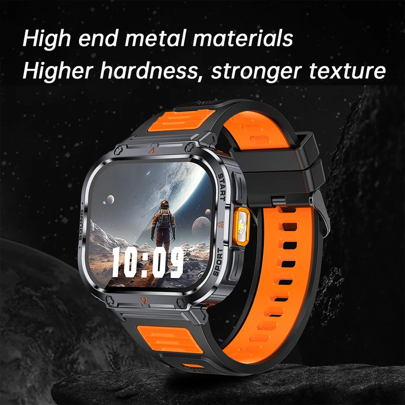 Big Screen Smart Watch for Men, 2.0'' HD Military Smartwatch with LED Flashlight 5ATM Waterproof Rugged Tactical Fitness Tracker (Answer/Make Calls)