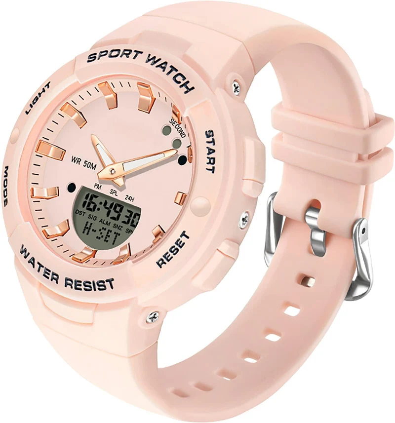 Findtime Digital Analog Watches Sports Waterproof Watch Dual Display LED Backlight Luminous Wristwatch with Calendar Alarm Stopwatch Fashion Colorful Women Men Digital Watches