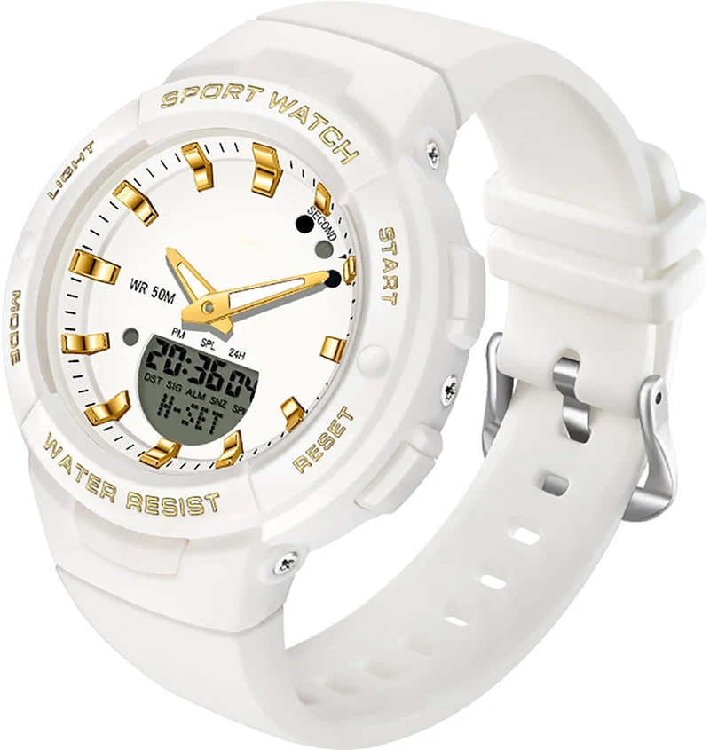 Findtime Digital Analog Watches Sports Waterproof Watch Dual Display LED Backlight Luminous Wristwatch with Calendar Alarm Stopwatch Fashion Colorful Women Men Digital Watches