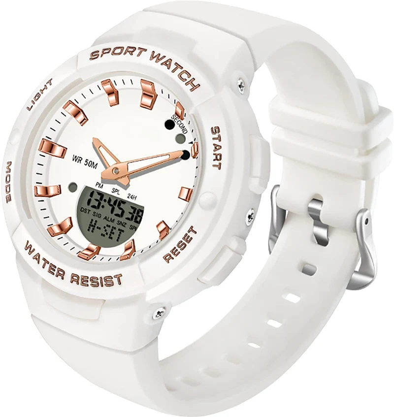 Findtime Digital Analog Watches Sports Waterproof Watch Dual Display LED Backlight Luminous Wristwatch with Calendar Alarm Stopwatch Fashion Colorful Women Men Digital Watches