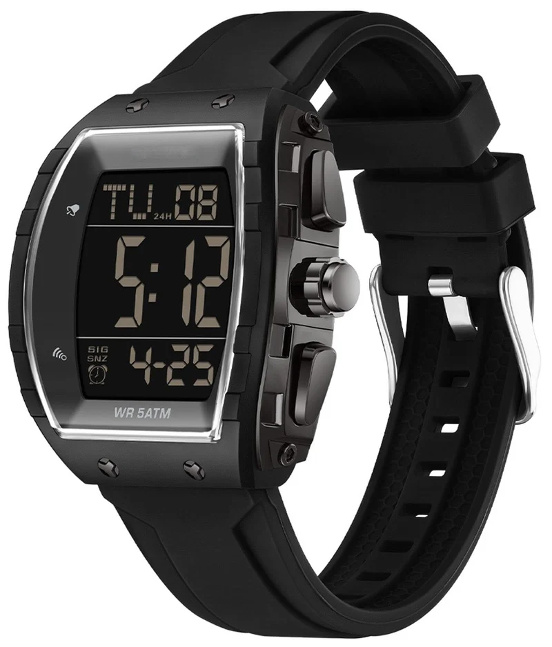 Findtime Men Digital Watches Dual Time Zone with LED Backlight Alarm Stopwatch Silicone Strap 5ATM Waterproof for Travel/Sport/Business Easy Read Fashion Birthdays Gift for Him