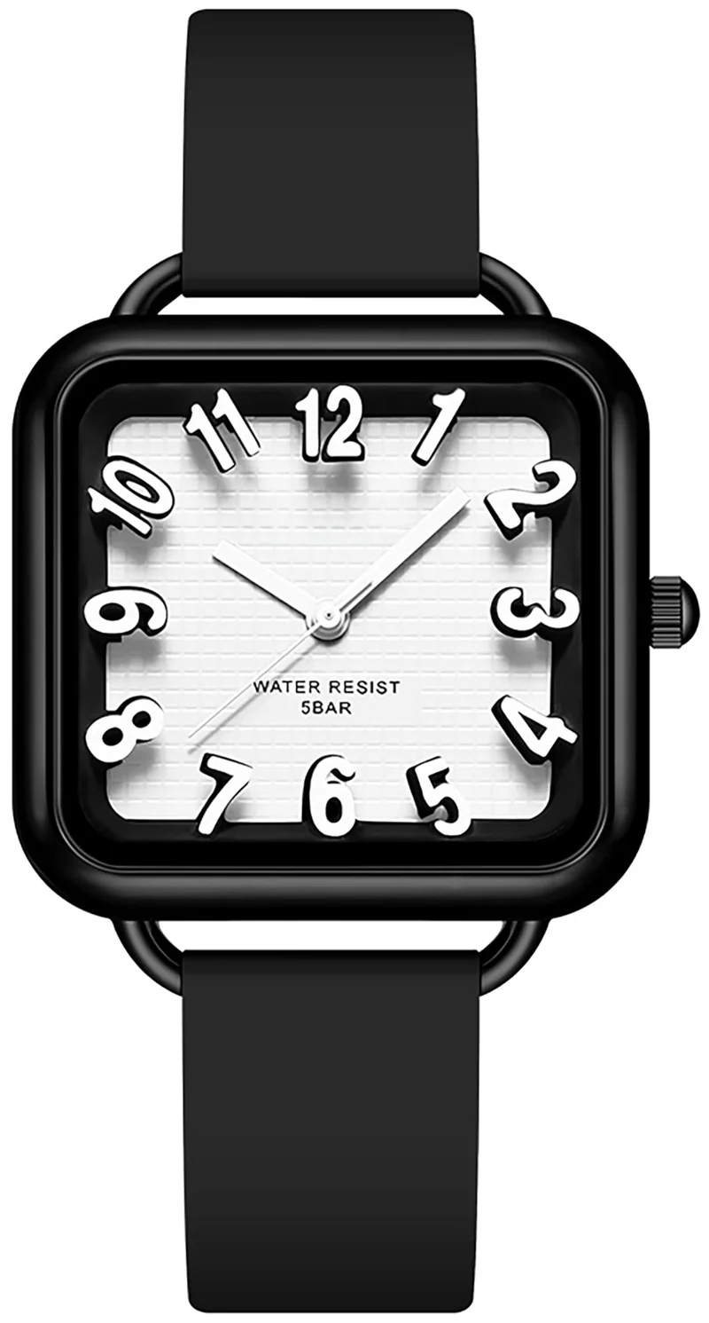 Findtime Women Watch 3D Designer Big Arabic Numbers Square Dial Easy to Read Watches Colorful Silicone Strap Reloj para Mujer