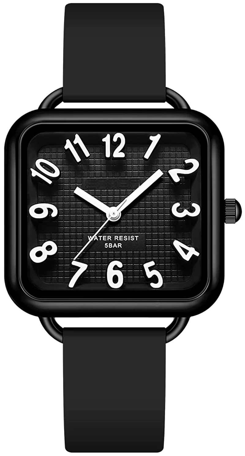 Findtime Women Watch 3D Designer Big Arabic Numbers Square Dial Easy to Read Watches Colorful Silicone Strap Reloj para Mujer