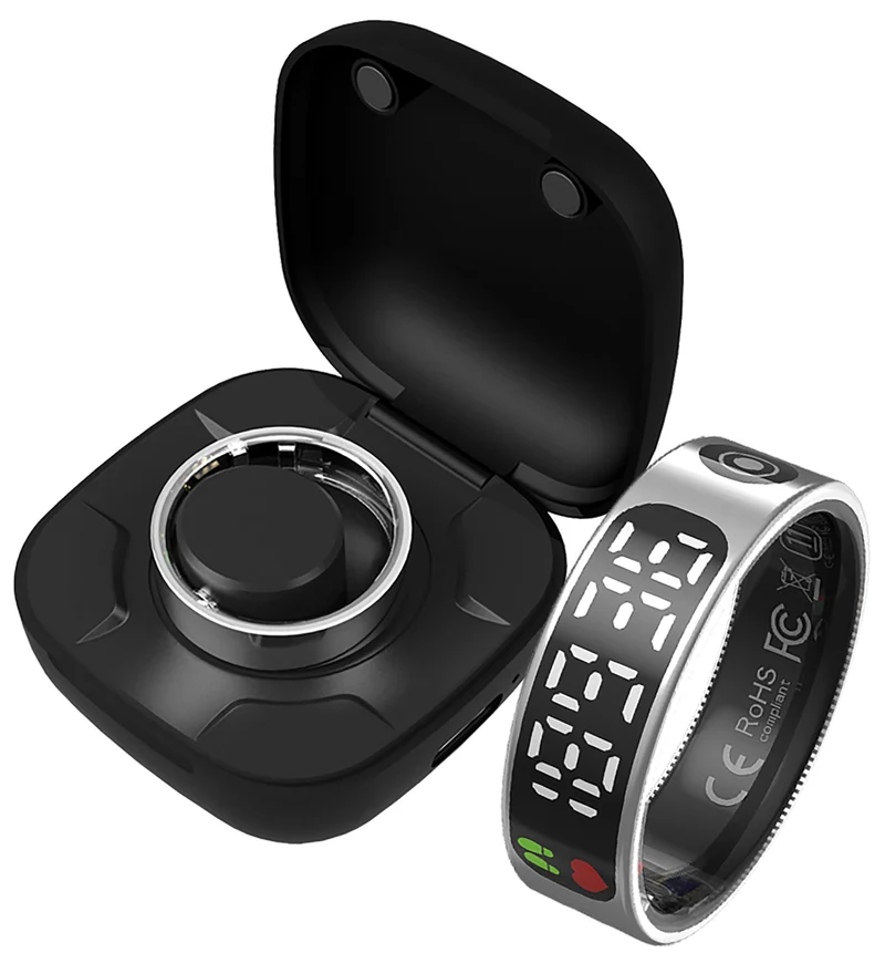 Smart Ring Health Tracker Touchable Screen Data Display Fitness Ring with Heart Rate Monitoring Sleep Tracking Exercise Tracker Long Battery Life Smart Rings