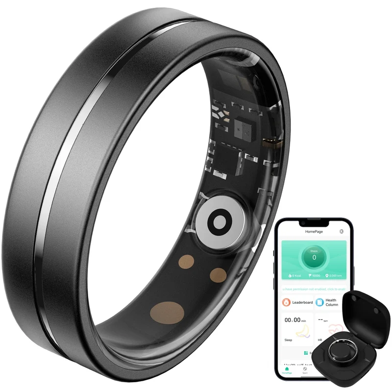 Smart Ring Ultra Narrow Sleep Heart Rate Monitor Ring Blood Pressure Health Fitness Tracker Step Counter Calories Waterproof Remote Camera Smart Rings