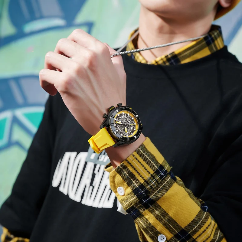 Findtime Sport Designer Analog Chronograph Quartz Business Stylish Watches Luminous Date Calendar Silicon Strap