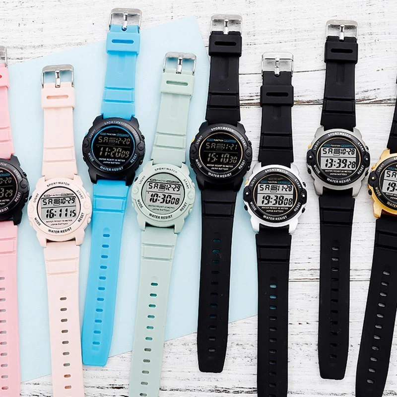 Findtime Pink Watches for Women Digital Small Simple Female Wrist Watch with Alarm/Stopwatch/5ATM Waterproof/LED Back Light