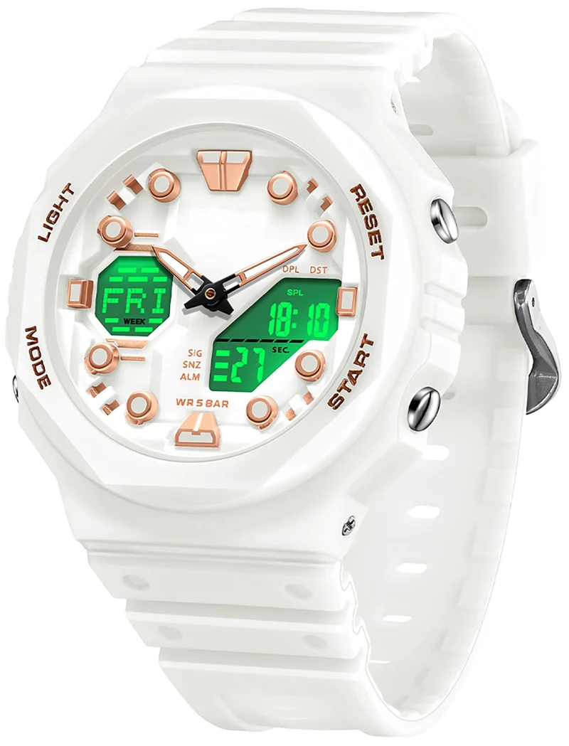Findtime Sport Watches for Men Women,Digital Analog 5ATM Waterproof Watch with Countdown Alarm 12/24H World Time Stopwatch